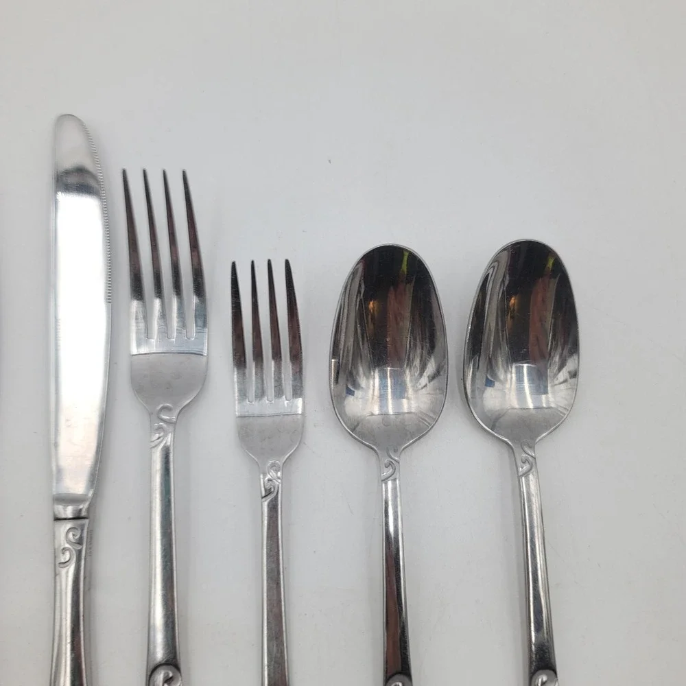 7pc Oneida Stanhope Stainless Flatware Set Dinner Salad Fork Knife Tablespoon